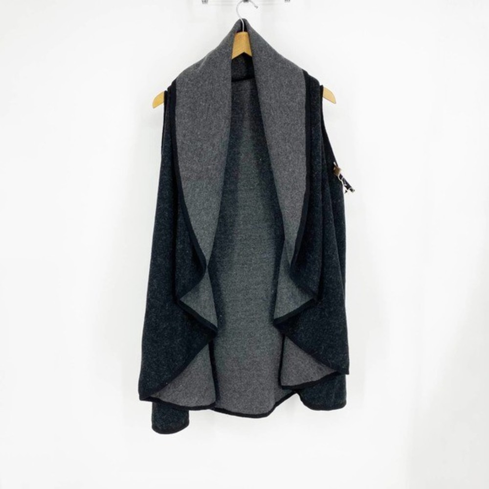 ANTHROPOLOGIE Reversible Vest Black and Gray Open Front OS